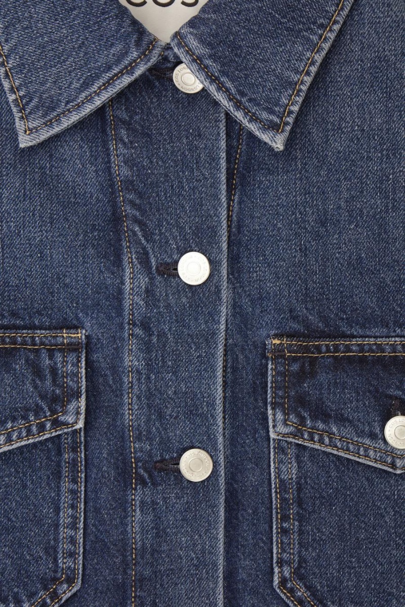COS Cropped Denim Kabát Női Kék | NVW-932684