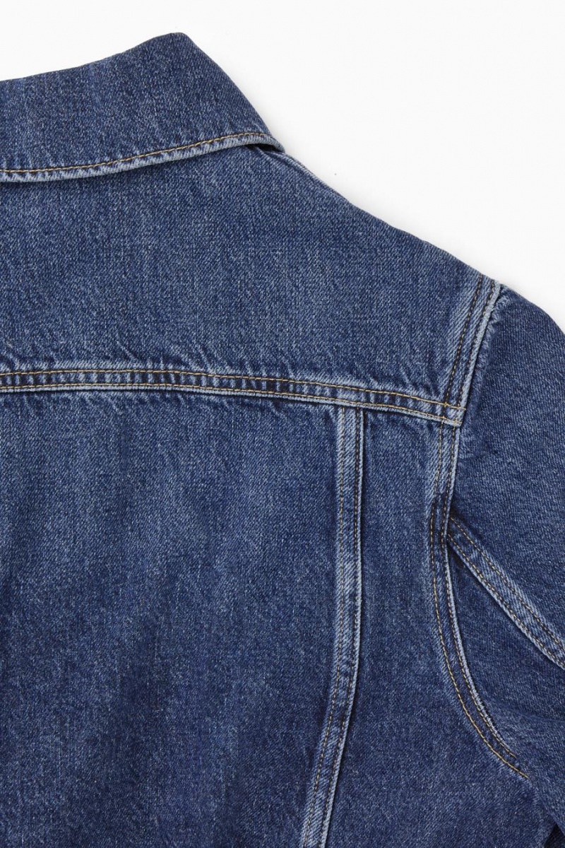 COS Cropped Denim Kabát Női Kék | NVW-932684