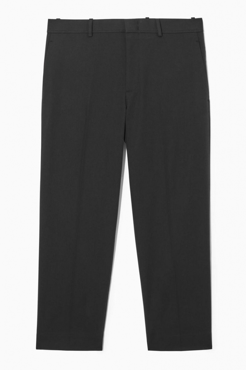 COS Cropped Egyenes-leg Twill Nadrág Férfi Fekete | BAV-206835