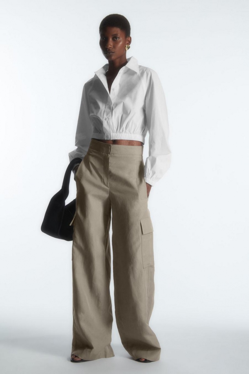 COS Cropped Elasticated Ing Női Fehér | WRZ-581640