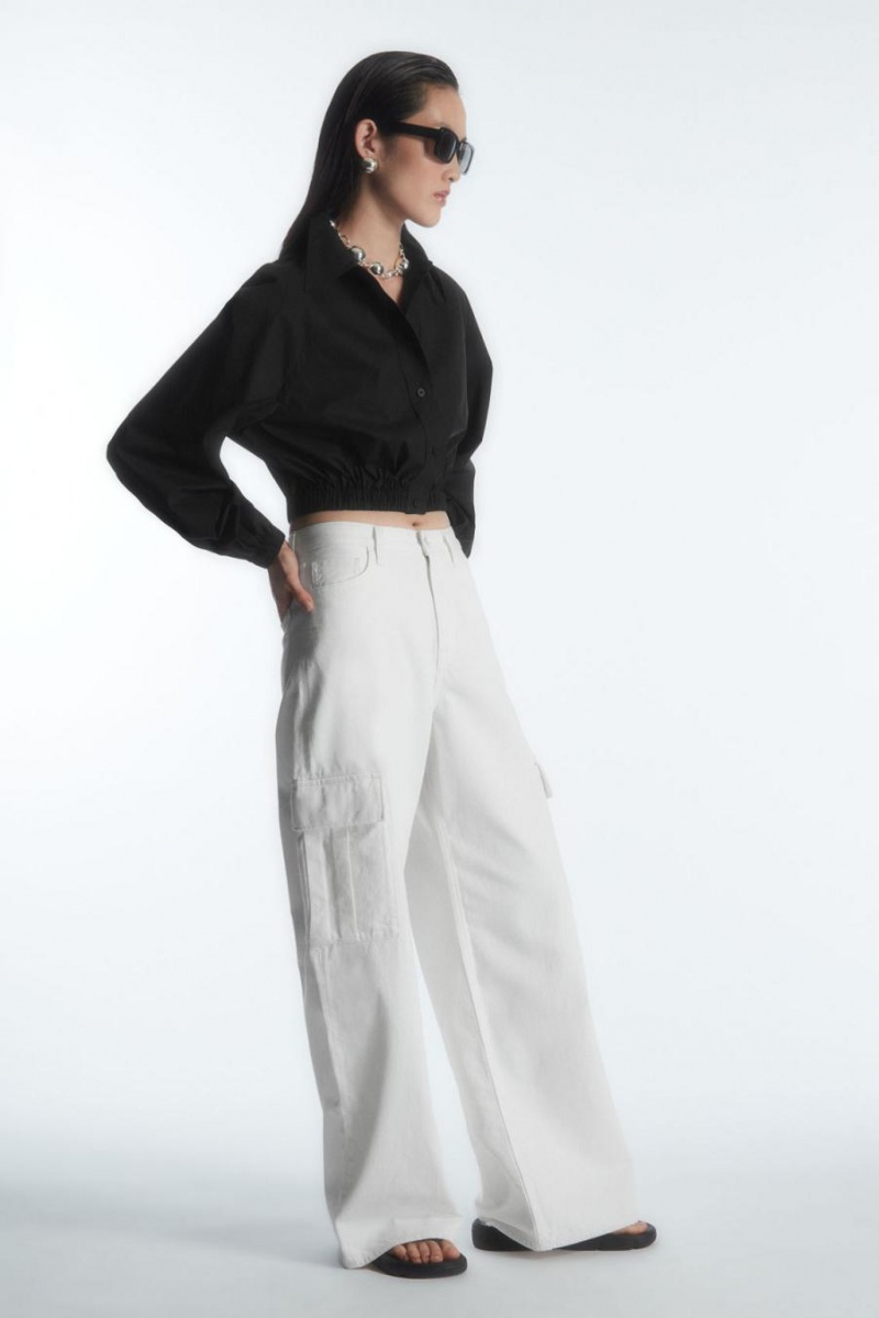 COS Cropped Elasticated Ing Női Fekete | YGL-724053