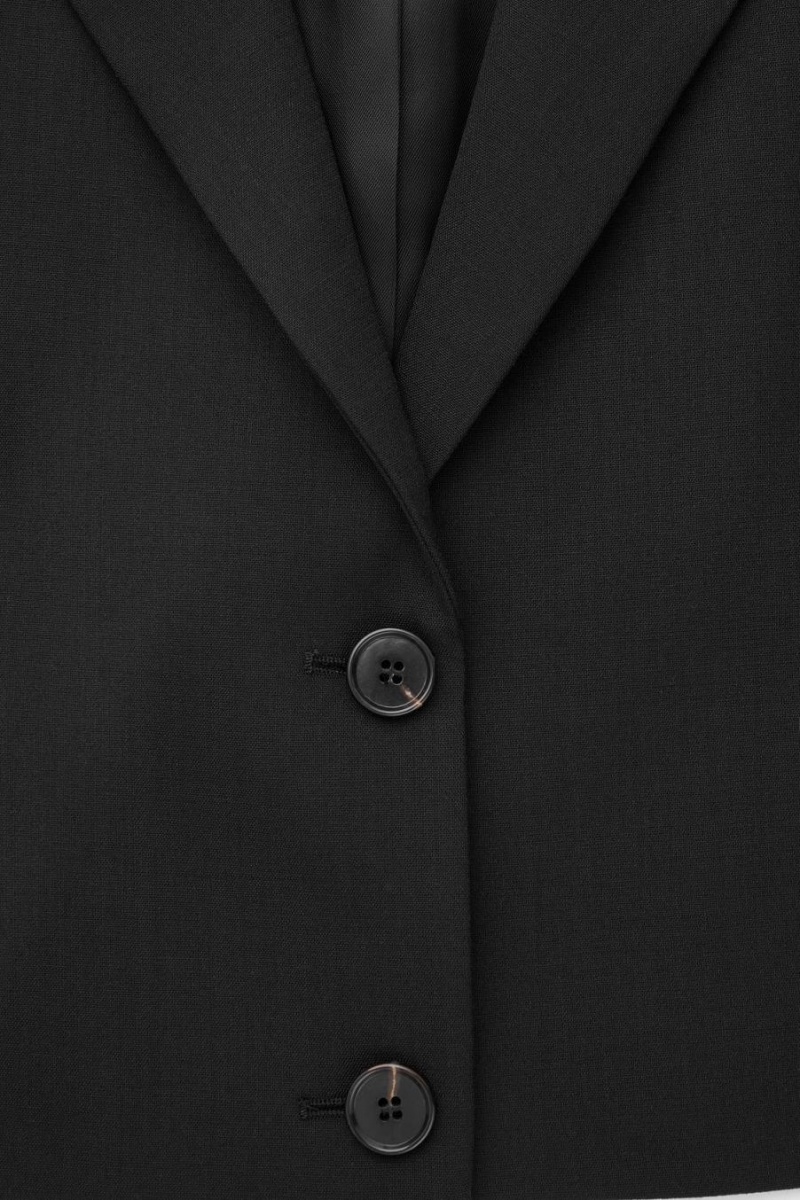 COS Cropped Gyapjú Blézer Női Fekete | OEZ-290453