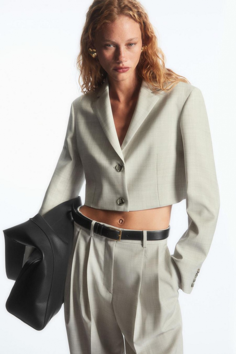 COS Cropped Gyapjú Blézer Női Szürke | WSQ-038762