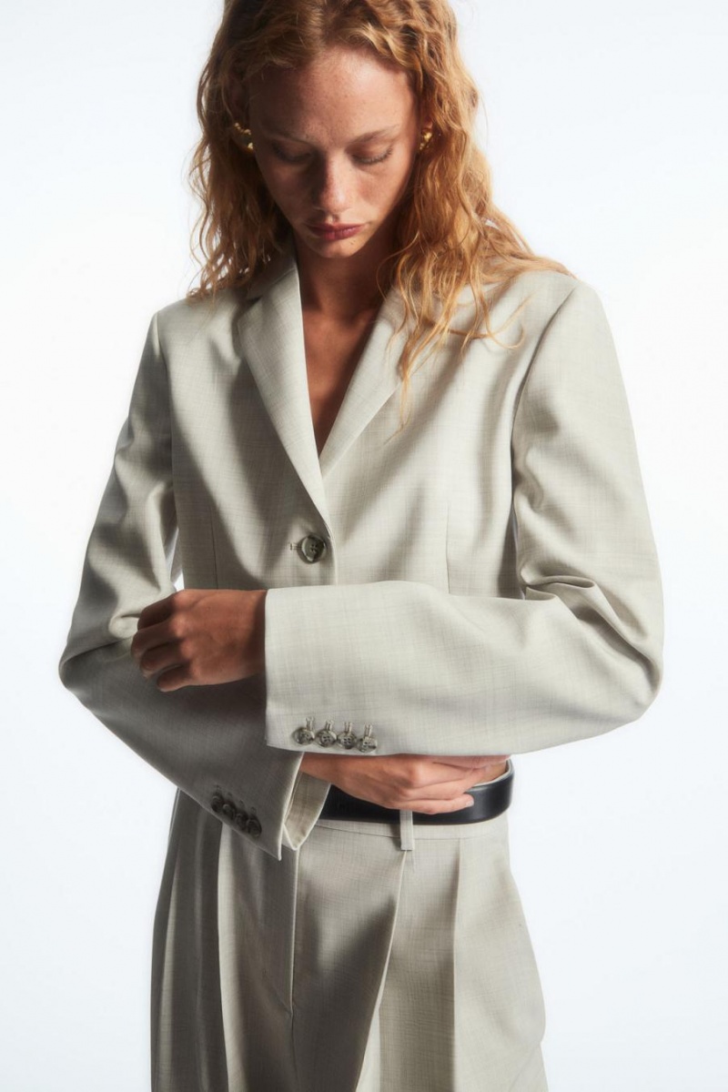 COS Cropped Gyapjú Blézer Női Szürke | WSQ-038762
