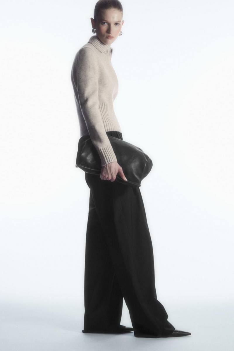 COS Cropped Gyapjú Zip-up Kardigán Női Bézs | HAO-402715