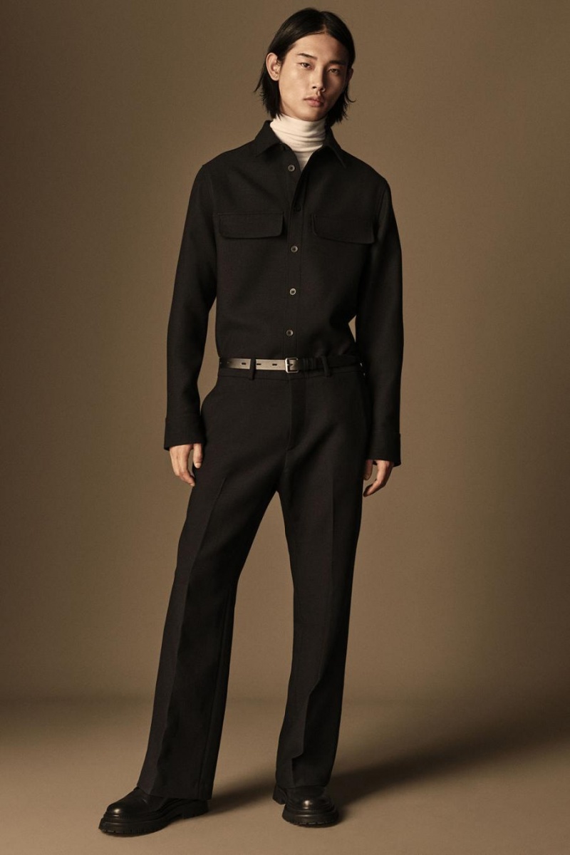 COS Cropped Gyapjú-blend Flared Nadrág Férfi Fekete | OZN-582130