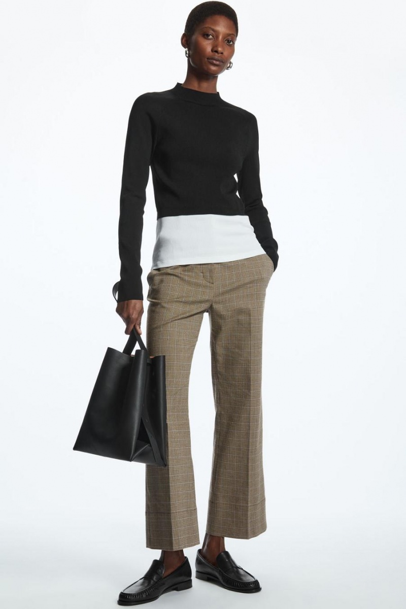 COS Cropped Kötött Mock-neck Felső Női Fekete | APC-210463