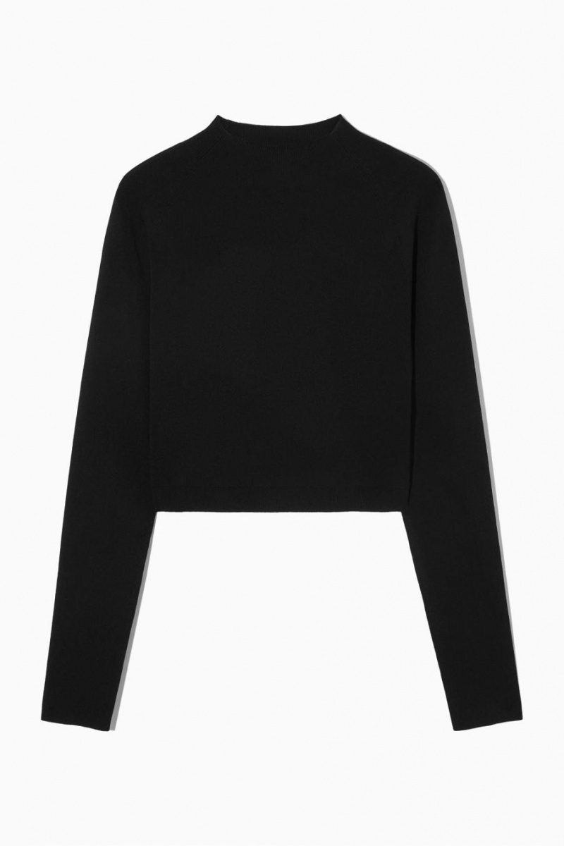 COS Cropped Kötött Mock-neck Felső Női Fekete | APC-210463