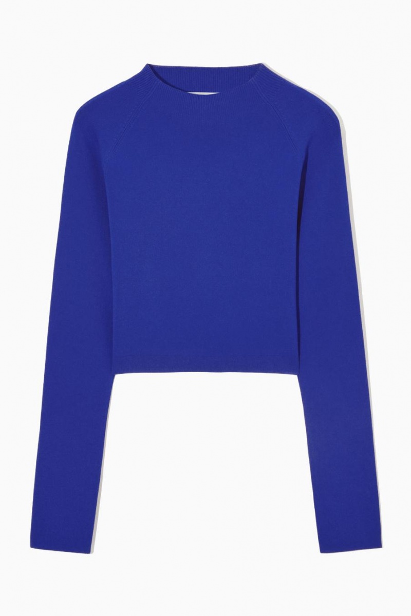 COS Cropped Kötött Mock-neck Felső Női Világos Kék | RAS-450261