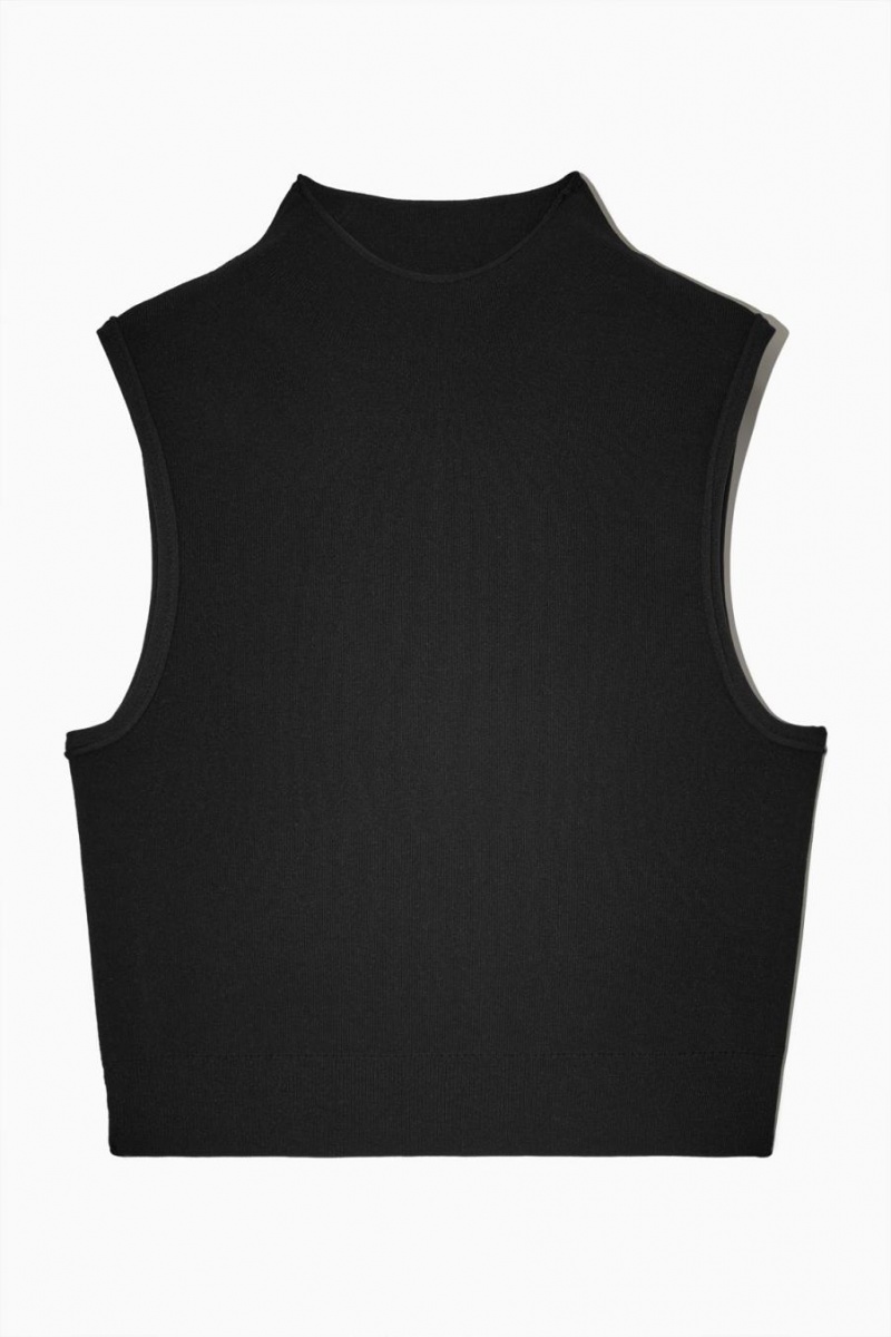COS Cropped Kötött Ujjatlan Felső Női Fekete | GFJ-469532