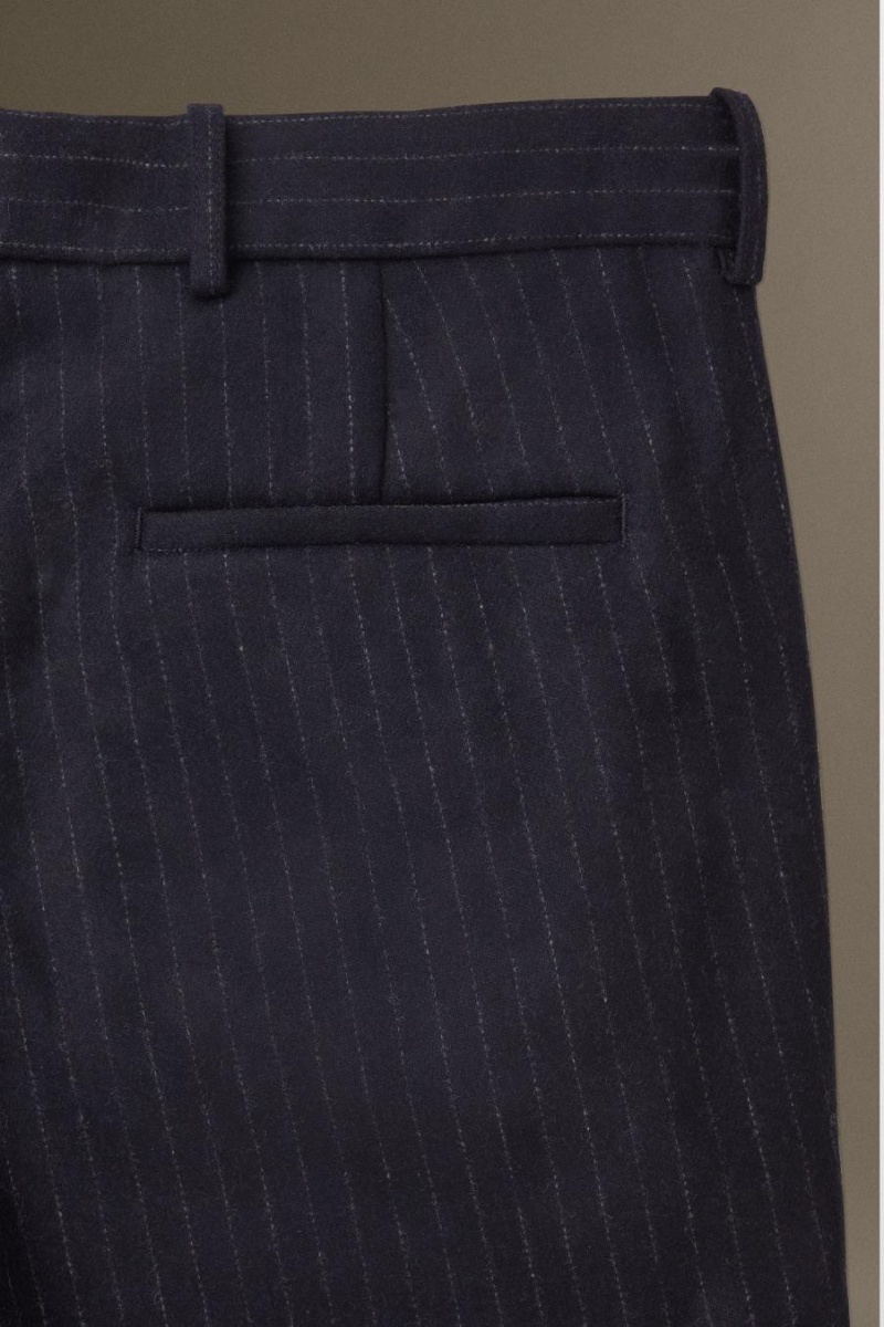 COS Cropped Pinstriped Gyapjú - Egyenes Nadrág Férfi Sötétkék | CXD-890246