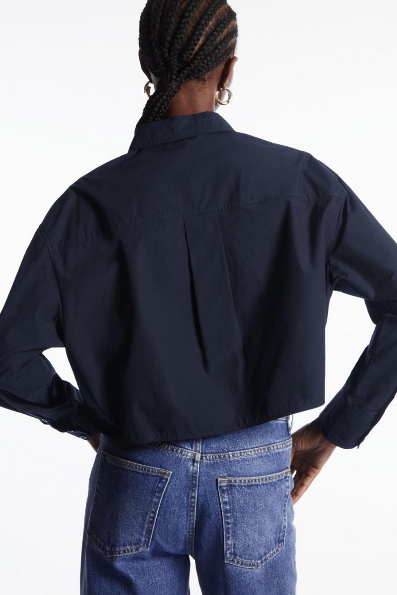 COS Cropped Poplin Ing Női Sötétkék | AID-921605
