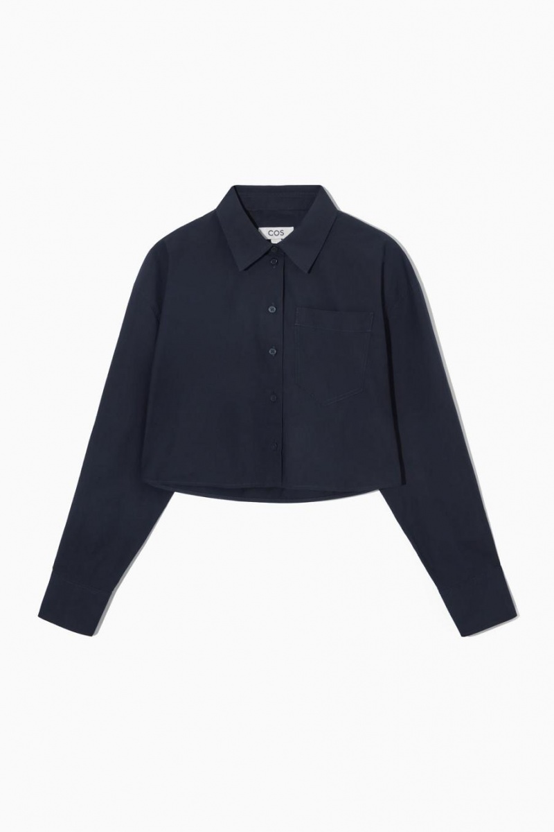 COS Cropped Poplin Ing Női Sötétkék | AID-921605