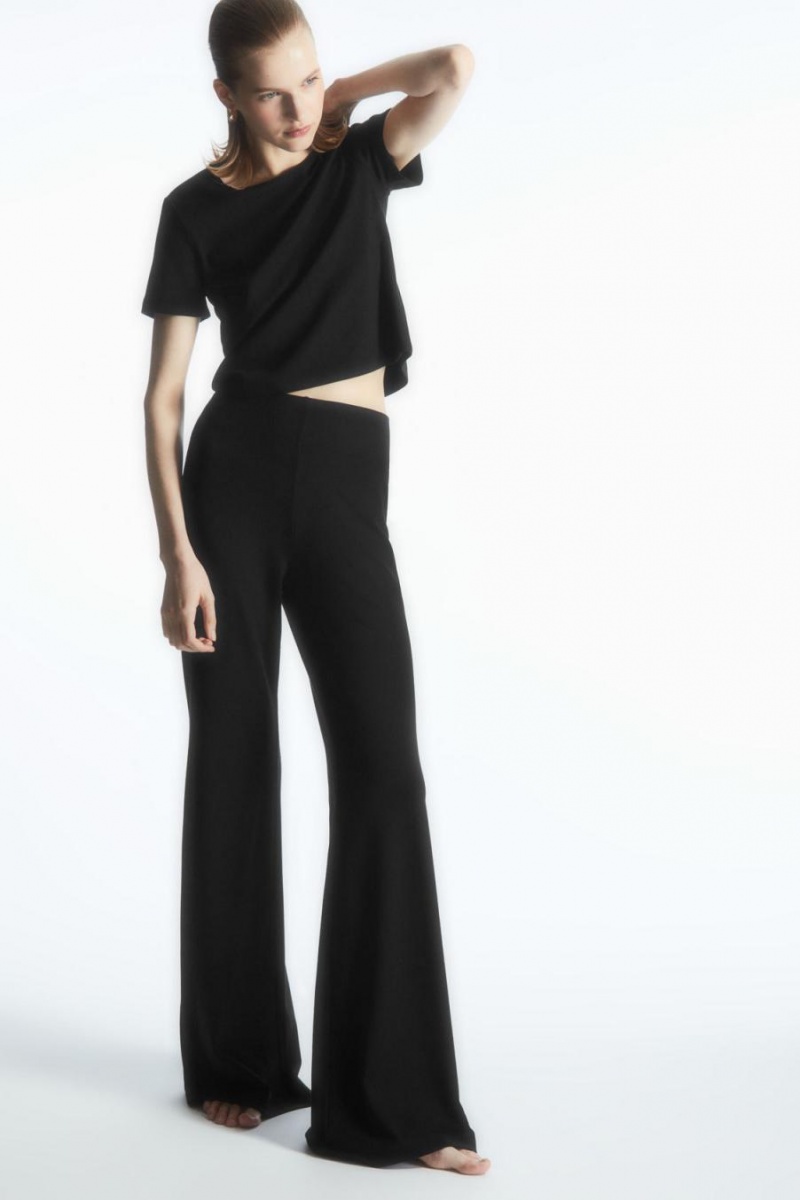 COS Cropped Slim-fit Póló Női Fekete | NIY-320689
