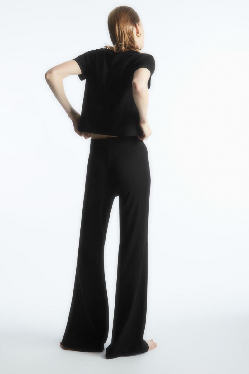 COS Cropped Slim-fit Póló Női Fekete | NIY-320689