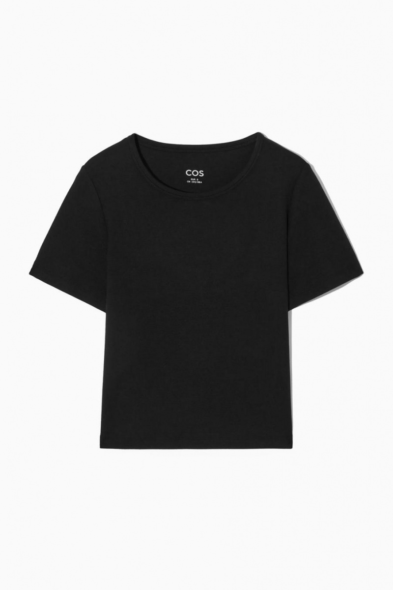COS Cropped Slim-fit Póló Női Fekete | NIY-320689