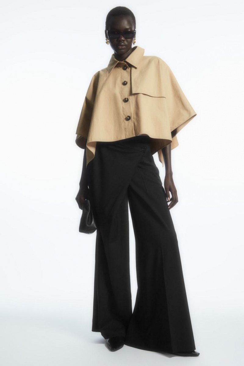 COS Cropped Trench Coat Capes Női Világos Bézs | OLR-532807