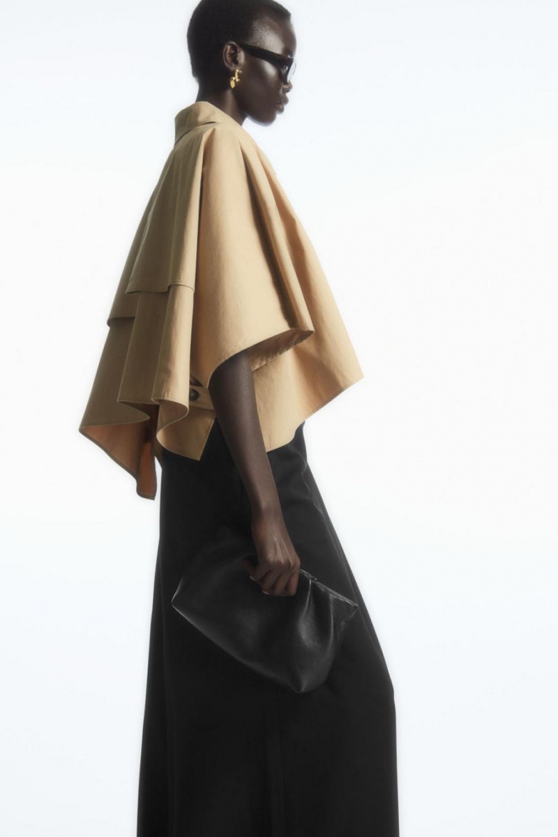 COS Cropped Trench Coat Capes Női Világos Bézs | OLR-532807