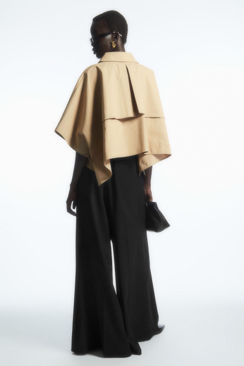 COS Cropped Trench Coat Capes Női Világos Bézs | OLR-532807