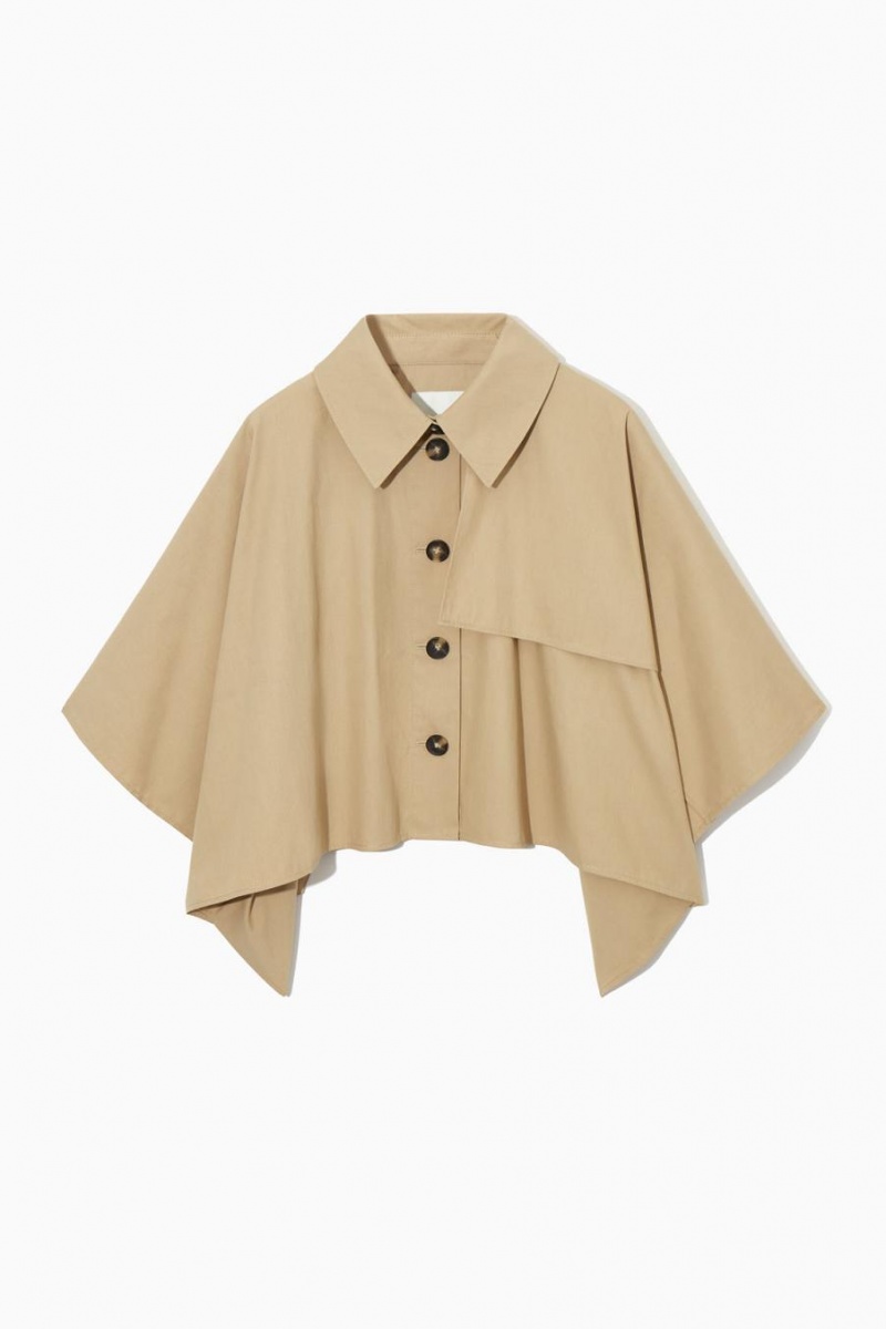 COS Cropped Trench Coat Capes Női Világos Bézs | OLR-532807