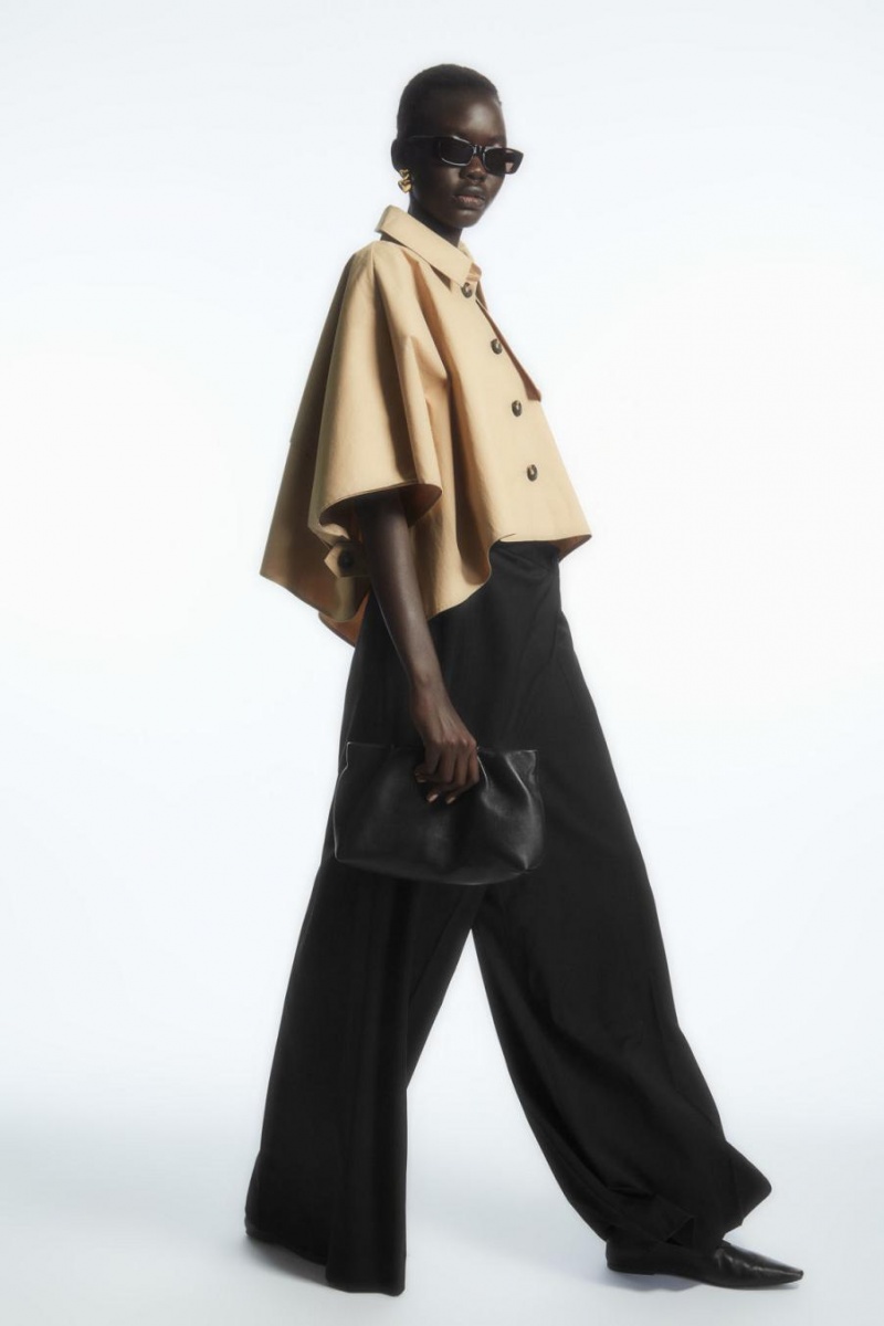 COS Cropped Trench Coat Capes Női Világos Bézs | OLR-532807