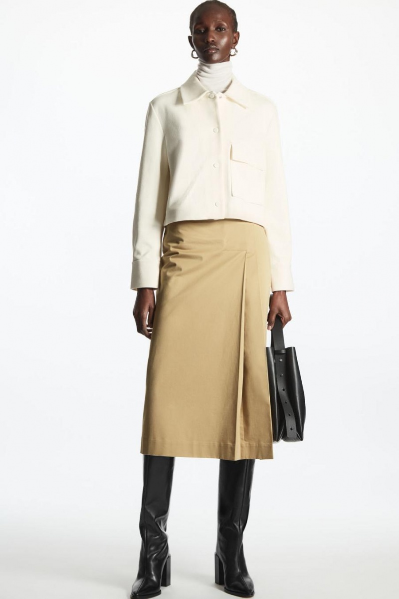 COS Cropped Twill Kabát Női Fehér | ITZ-348091