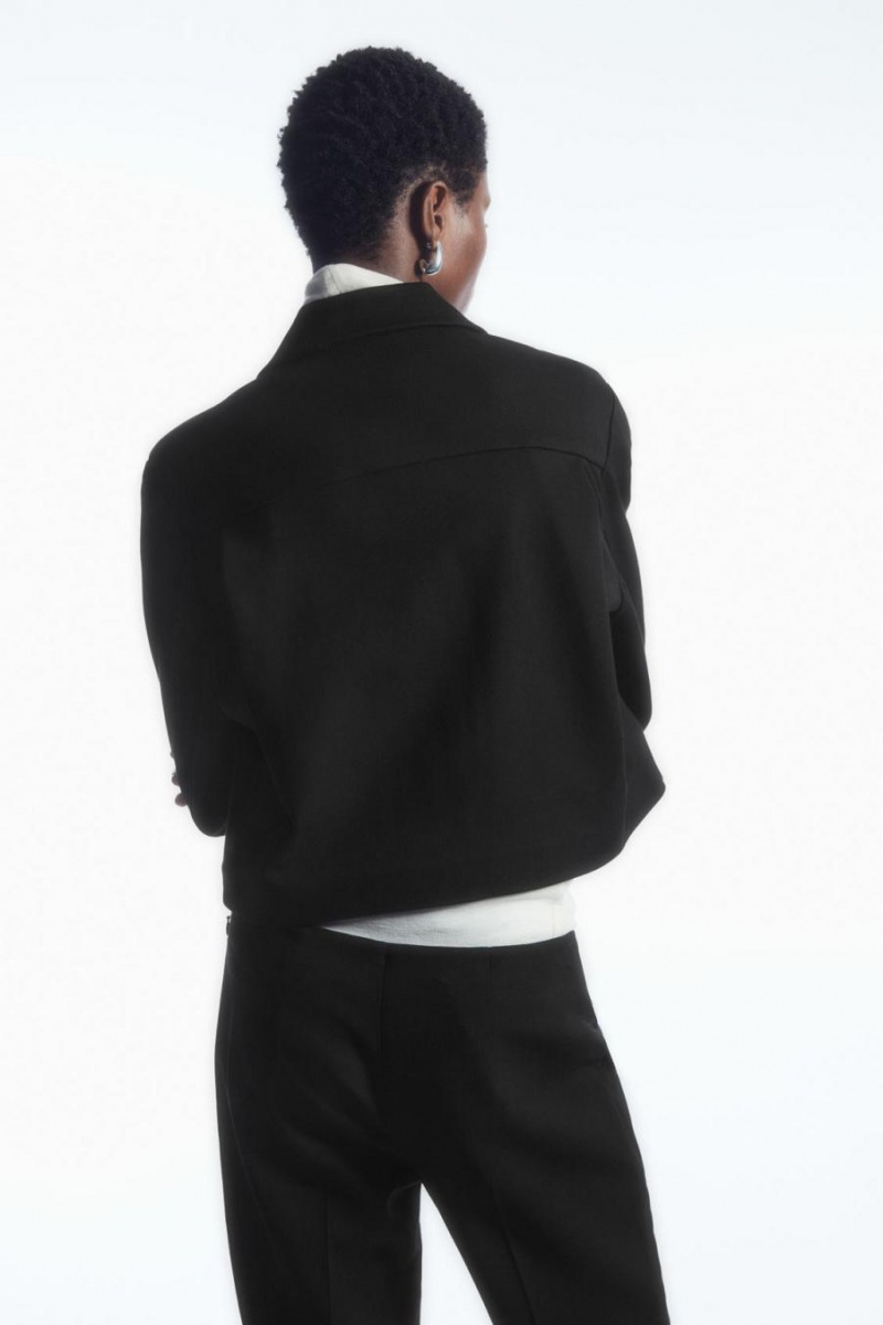 COS Cropped Twill Kabát Női Fekete | WJQ-862503