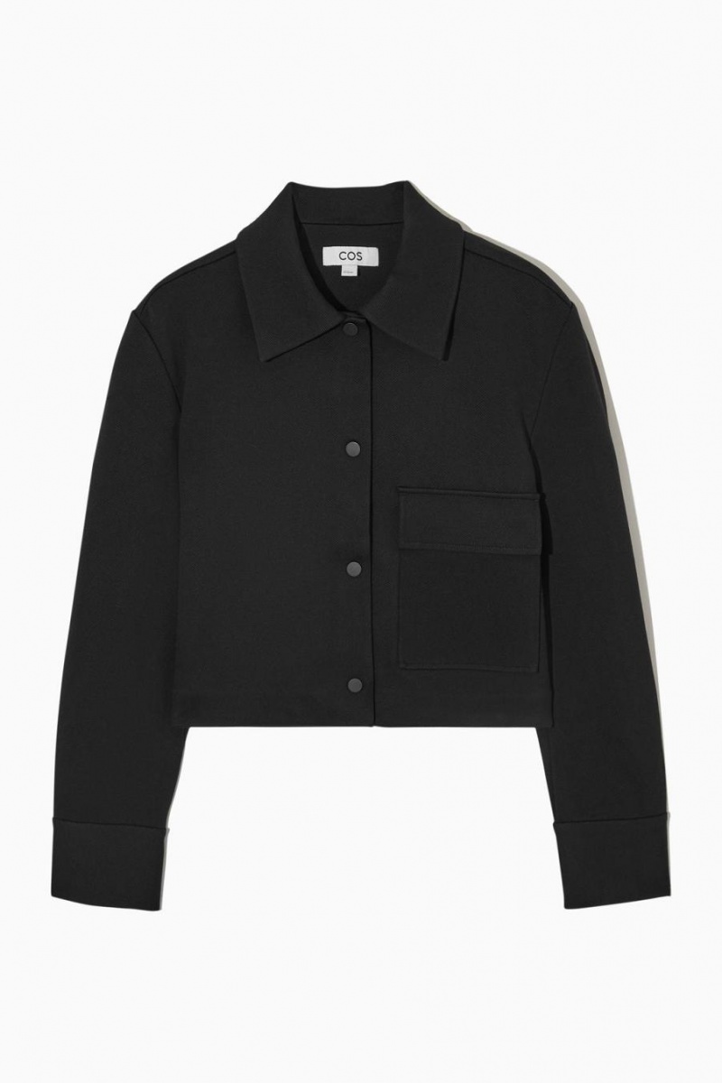 COS Cropped Twill Kabát Női Fekete | WJQ-862503