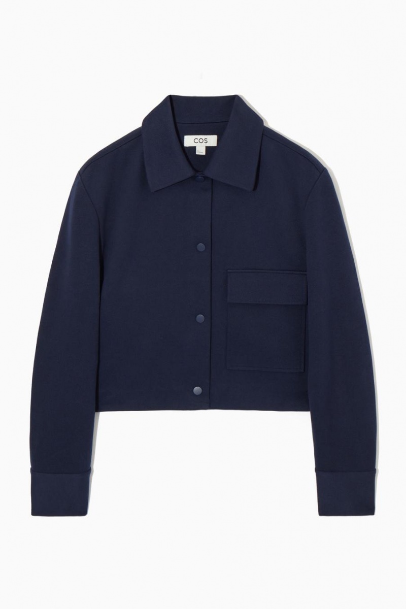 COS Cropped Twill Kabát Női Sötétkék | KZM-402795