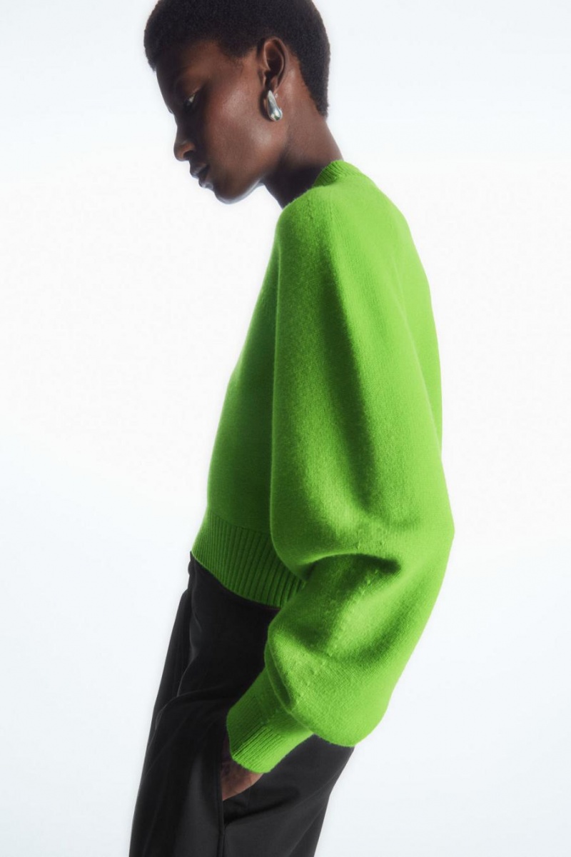 COS Cropped V-neck Gyapjú Jumpers Női Zöld | LPJ-076953