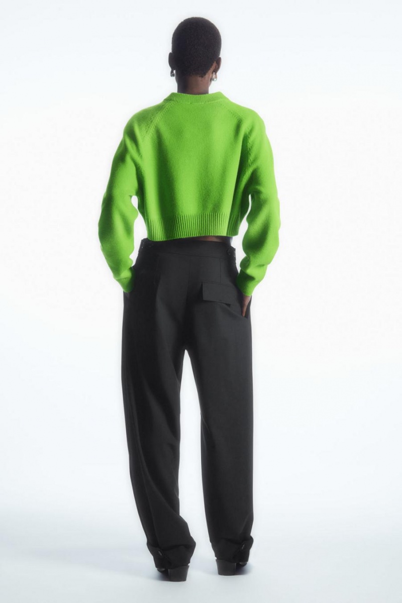 COS Cropped V-neck Gyapjú Jumpers Női Zöld | LPJ-076953