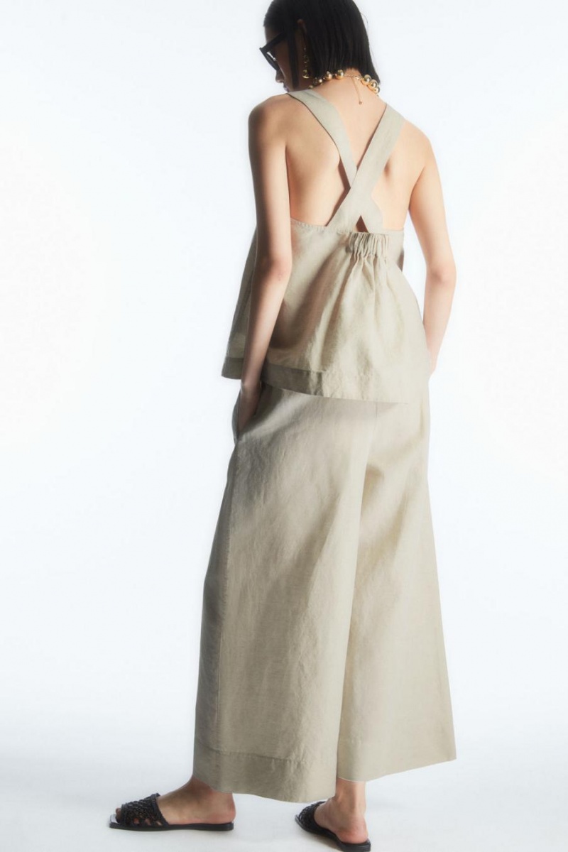 COS Cross-back Linen Felső Női Bézs | PQS-813967