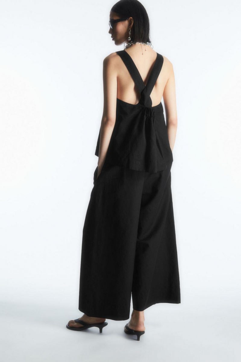 COS Cross-back Linen Felső Női Fekete | BZM-173586