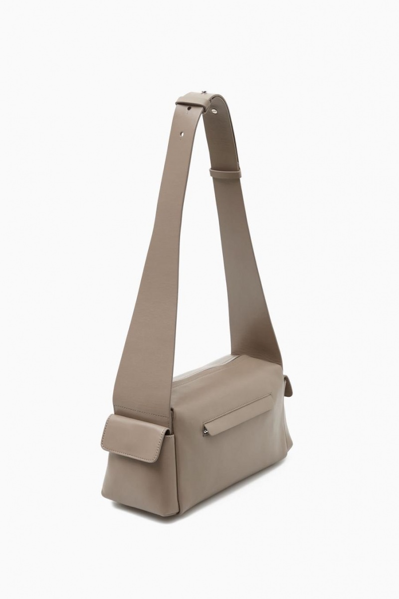 COS Crossbody Pocket - Bőr Táska Női Sötétbézs | YGL-645297