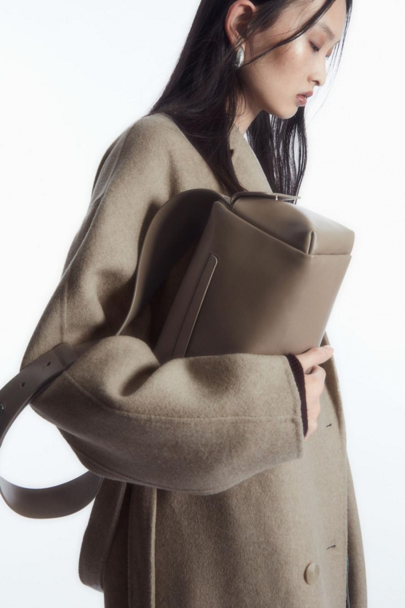 COS Crossbody Pocket - Bőr Táska Női Sötétbézs | YGL-645297