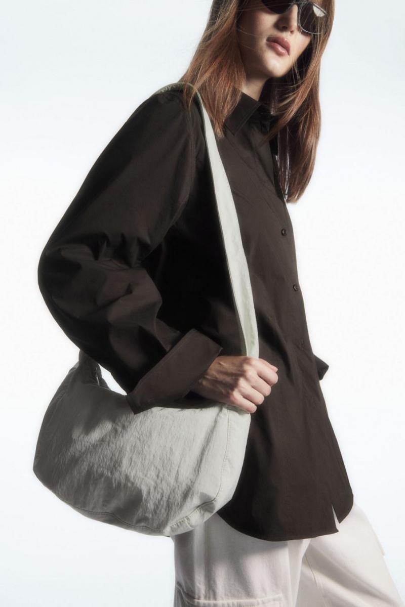 COS Crossbody Saddle - Nejlon Táska Férfi Világos Szürke | UHT-873506