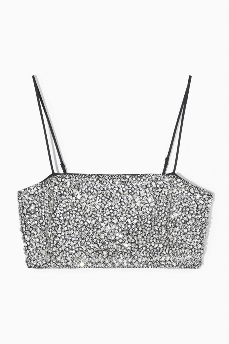 COS Crystal-embellished Bustier Női Fekete | SEA-610243