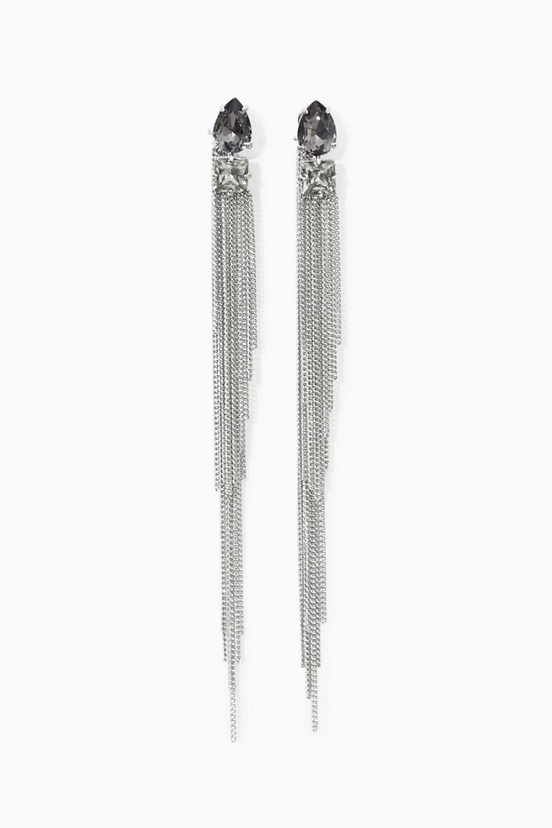 COS Crystal-embellished Chainmail Fülbevalók Női Titán | KIP-273180