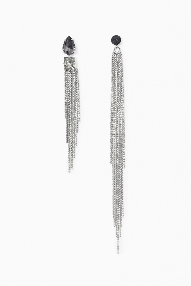 COS Crystal-embellished Chainmail Fülbevalók Női Titán | KIP-273180