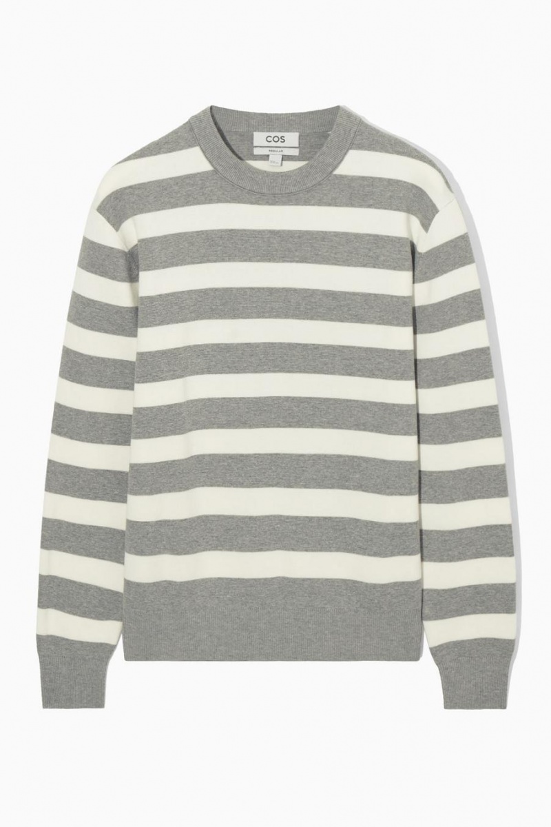 COS Csíkos Kötött Jumpers Férfi Szürke | JYX-831240