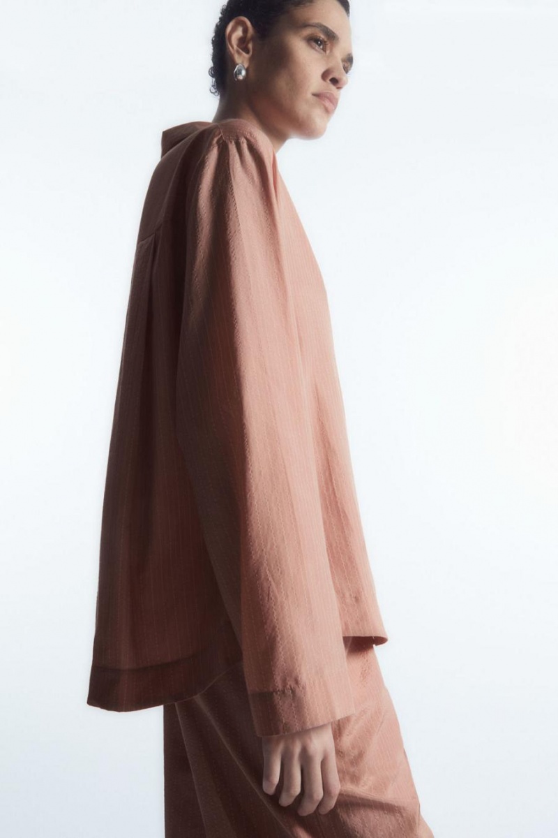 COS Csíkos Silk-blend Pizsama Női Rózsaszín | BHC-014237