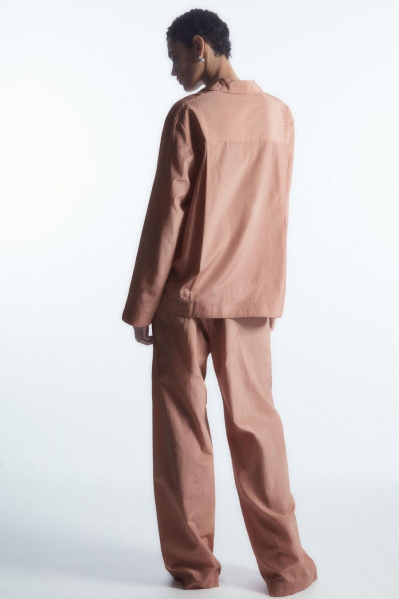 COS Csíkos Silk-blend Pizsama Női Rózsaszín | BHC-014237