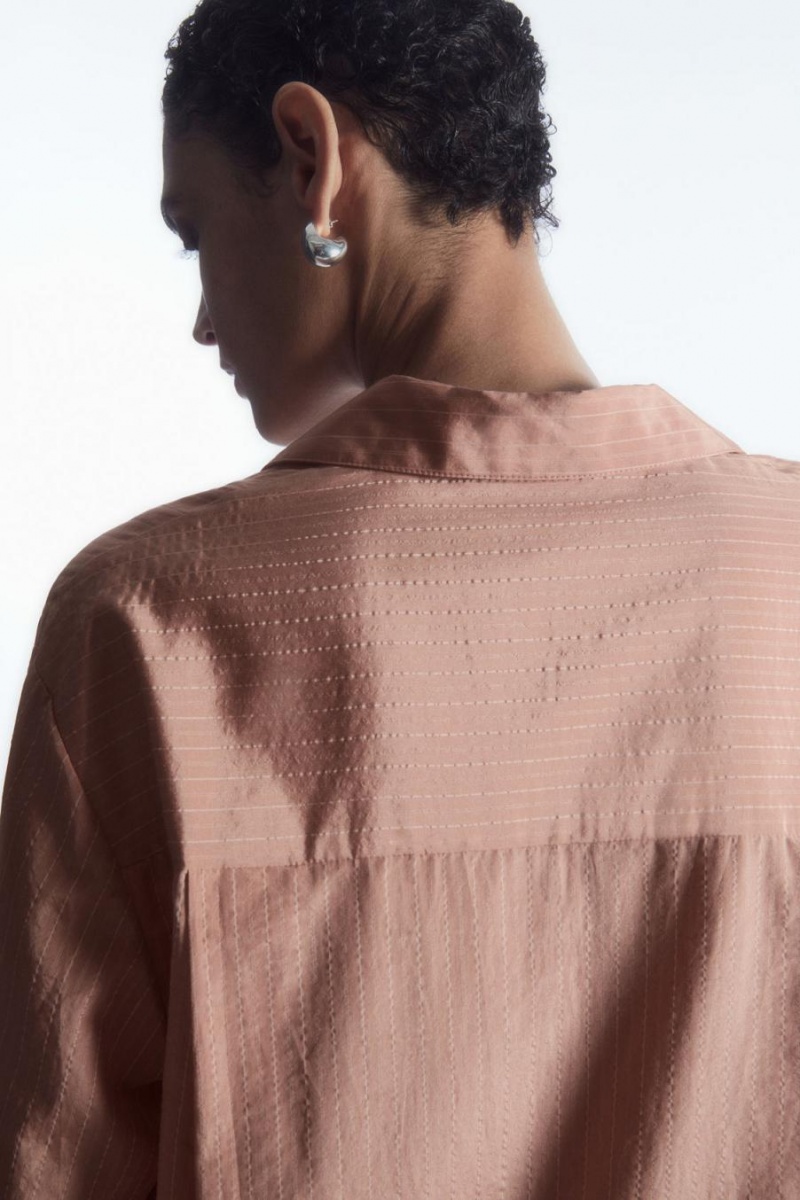 COS Csíkos Silk-blend Pizsama Női Rózsaszín | BHC-014237