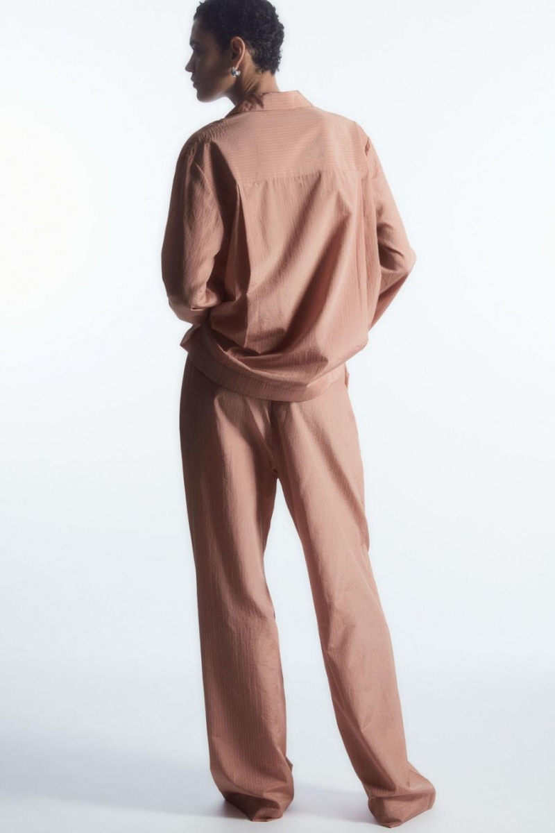 COS Csíkos Silk-blend Pizsama Női Rózsaszín | SMO-157490