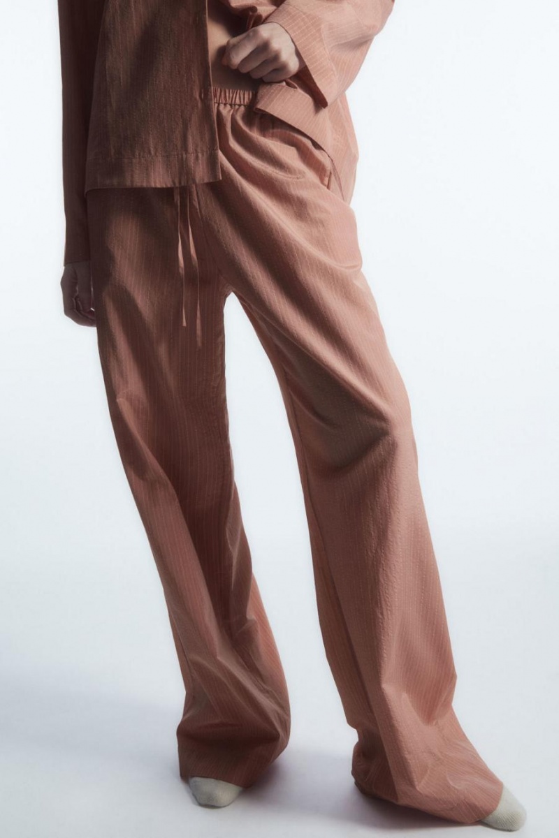 COS Csíkos Silk-blend Pizsama Női Rózsaszín | SMO-157490