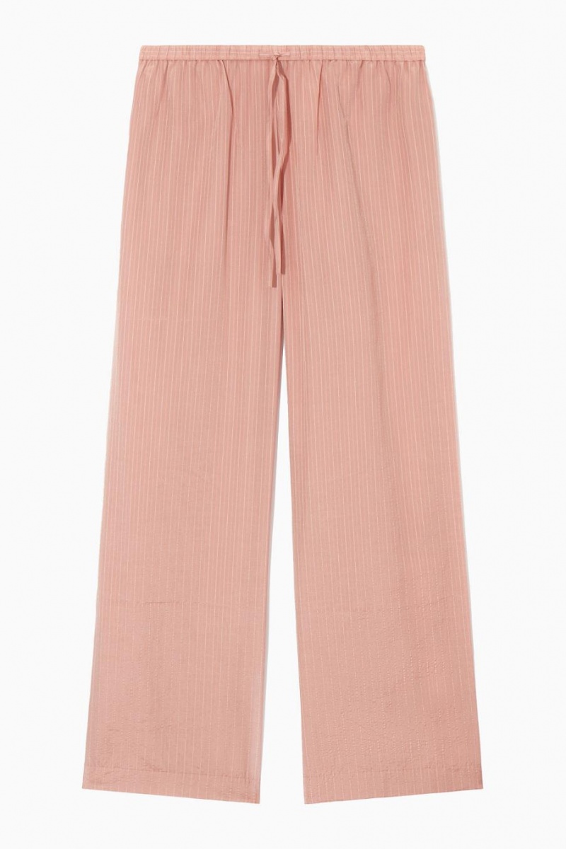 COS Csíkos Silk-blend Pizsama Női Rózsaszín | SMO-157490
