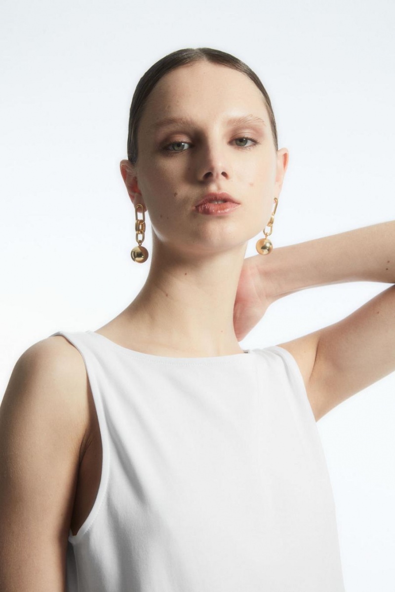 COS Csónak-neck Trikó Női Fehér | FMC-273049
