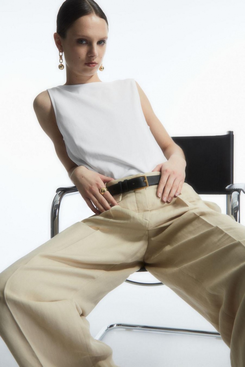 COS Csónak-neck Trikó Női Fehér | FMC-273049