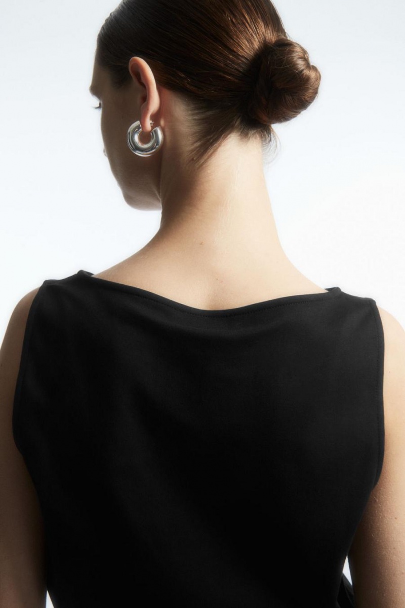 COS Csónak-neck Trikó Női Fekete | XHA-873594
