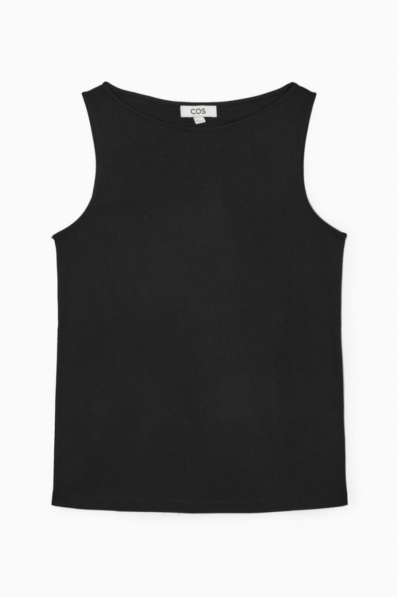 COS Csónak-neck Trikó Női Fekete | XHA-873594